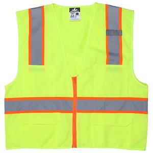 MCR Safety SURVL Class 2, Poly Safety Vest, 3 /Silver Lime 