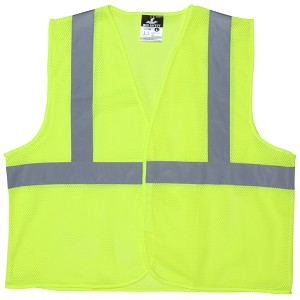 MCR Safety V2CL2ML V2 Green, CL 2, Economy Vest, Mesh Lime 