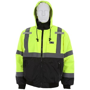 MCR Safety VBBCL3L Bomber Jacket 2-Tone w/ Silver Stripes S Lime 1 Pc Jacket 