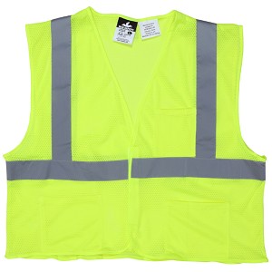 MCR Safety VCL2MLFR Class 2, Economy Vest, Mesh, Limited Flammability Lime 