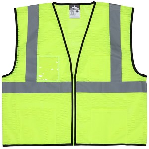 MCR Safety VCL2MLZ Green, Class 2, Economy, Zipper, Mesh Lime Safety Vests 