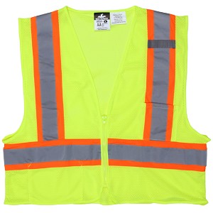 MCR Safety VWCCL2LFR Value, Class 2, Mesh, Limited Flammability, 4.5" /Silver Stripes Lime Safety Vests 