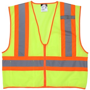 MCR Safety WCCL2L Poly, Mesh Safety Vest, 4.5" /Silver Stripes Lime 