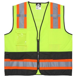 MCR Safety WCCL2MLSZ Class 2, Black Bottom, Zipper, Mesh L Lime Safety Vests 