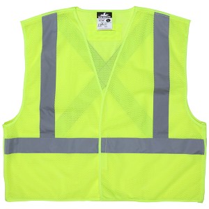 MCR Safety XCL2ML Class 2, Tear-Away, Poly, X-Back Lime Safety Vests 