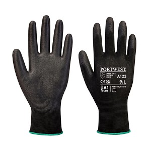 Portwest A123K8R Latex Free PU Palm Glove Black 