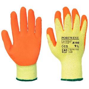 Portwest A150ORR Classic Grip Glove - Latex Hi Viz Orange 