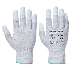 Portwest A198GRR Antistatic PU Fingertip Glove Gray 