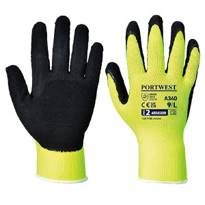 Portwest A340YER Hi-Vis Grip Glove - Latex Foam Hi Viz Green 