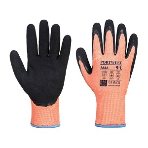 Portwest A646O8R Vis-Tex Winter HR Cut Glove Nitrile Hi Viz Orange 