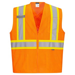 Portwest CA101ORR X-Back Contrast Tape Vest Hi Viz Orange 
