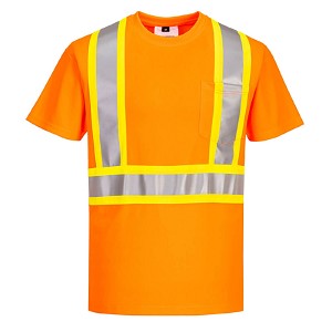 Portwest CA110ORR X-Back Contrast Tape Short Sleeve T-shirt Hi Viz Orange 
