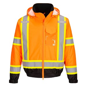 Portwest CA160OBR Hi-Vis X Back Bomber Jacket Hi Viz Orange 
