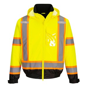 Portwest CA160YBR Hi-Vis X Back Bomber Jacket Hi Viz Green 