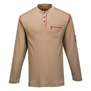 Portwest FR02KHR Bizflame FR Henley Khaki 