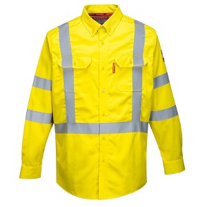Portwest FR95YER Bizflame 88/12 FR Hi-Vis Shirt Hi Viz Green 
