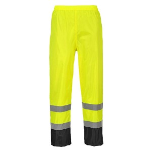 Portwest H444YBR Hi-Vis Classic Contrast Rain Pants Hi Viz Green-Black 