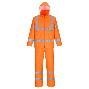 Portwest H448ORR Hi-Vis Packaway Rainsuit Hi Viz Orange 