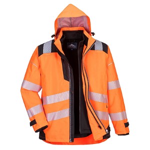 Portwest PW365OBR PW3 Hi-Vis 3-in-1 Jacket Hi Viz Orange 