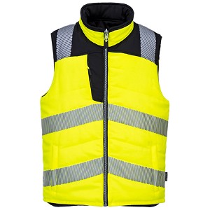 Portwest PW374YBR PW3 Hi-Vis Reversible Bodywarmer Vest Hi Viz Green 