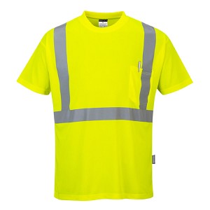 Portwest S190YER Hi-Vis Pocket T-Shirt Hi Viz Green 