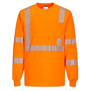 Portwest S195ORR Segmented Tape Long Sleeve T-shirt Hi Viz Orange 