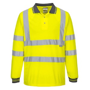 Portwest S277YER Hi-Vis Long Sleeve Polo Shirt Hi Viz Green 