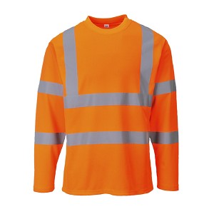 Portwest S278ORR Cotton Comfort Long Sleeve T-Shirt Hi Viz Orange 