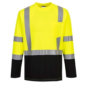 Portwest S398YBR Laguna Long Sleeve T-Shirt Hi Viz Green-Black 