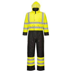 Portwest S485YBR Hi-Vis Contrast Coverall Hi Viz Green-Black 
