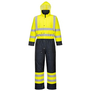 Portwest S485YNR Hi-Vis Contrast Coverall Hi Viz Green-Navy 