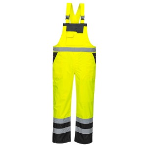 Portwest S488YBR Contrast Bib and Brace - Unlined Hi Viz Green-Black 