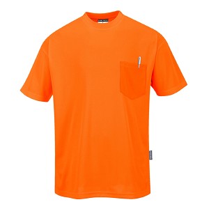 Portwest S578ORR Non ANSI Pocket Short Sleeve T-Shirt Hi Viz Orange 
