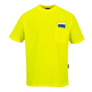 Portwest S578YER Non ANSI Pocket Short Sleeve T-Shirt Hi Viz Green 