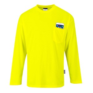Portwest S579YER Non ANSI Pocket Long Sleeve T-Shirt Hi Viz Green 