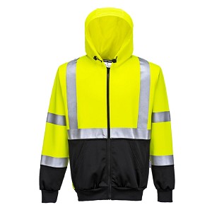 Portwest UB315YBR Hi-Vis Two-Tone Zipped Hoodie Hi Viz Green 