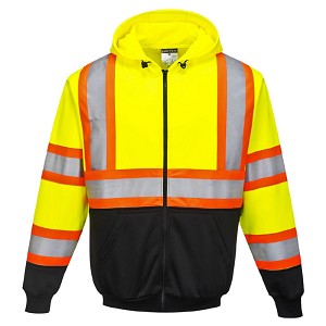 Portwest UB316YBR Kansas Zipped Hoodie Hi Viz Green 