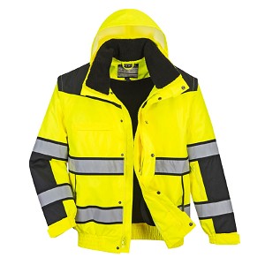Portwest UC466YBR Hi-Vis Classic Bomber Jacket Hi Viz Green 