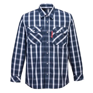 Portwest UFR97NAR Bizflame 88/12 FR Plaid Shirt Navy 