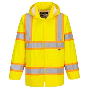 Portwest UH400YER Hi-Vis Contrast Tape Rain Jacket Hi Viz Green 
