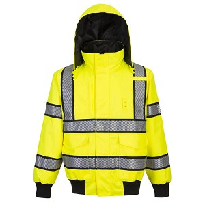 Portwest UH449YBR Hi-Vis Reversible Bomber Jacket Hi Viz Green 