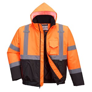 Portwest US363OBR Hi-Vis Two Tone Bomber Jacket Hi Viz Orange-Black 