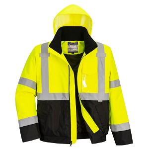 Portwest US363YBR Hi-Vis Two Tone Bomber Jacket Hi Viz Green-Black 