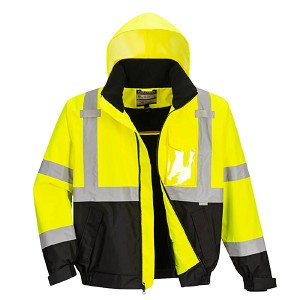 Portwest US364YBR Hi-Vis Premium 2-in-1 Bomber Hi Viz Green-Black 