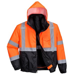 Portwest US365OBR Hi-Vis Premium 3-in-1 Bomber Hi Viz Orange-Black 