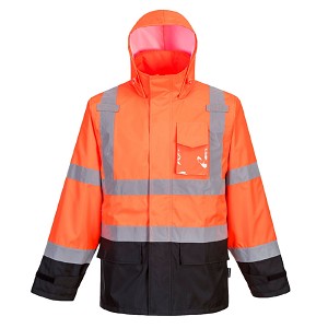 Portwest US366OBR Hi-Vis Contrast Rain Jacket Hi Viz Orange-Black 