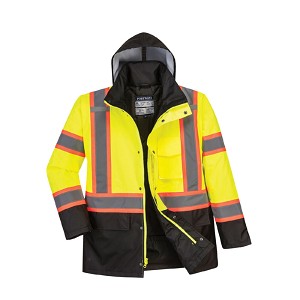 Portwest US369YBR Hi-Vis Contrast Tape Traffic Jacket Hi Viz Green-Black 
