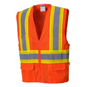 Portwest US371ORR Tulsa Contrast Hi-Vis Mesh Vest Hi Viz Orange 