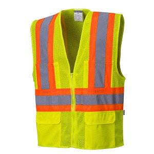 Portwest US371YER Tulsa Contrast Hi-Vis Mesh Vest Hi Viz Green 