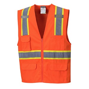 Portwest US372ORR Jackson Contrast Hi-Vis Vest Hi Viz Orange 